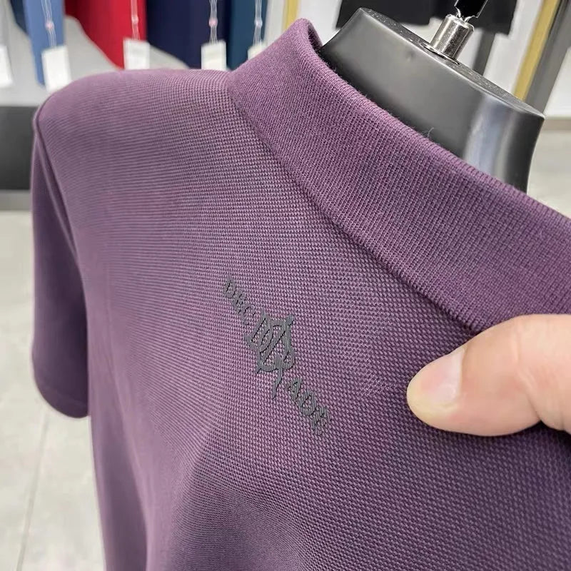 100% pure cotton high-end fashionable short sleeve summer new high-quality men's business casual polo shirt luxury brand T-shirt