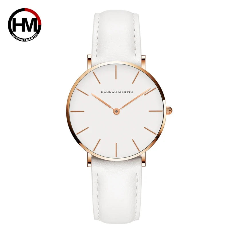 Hannah Martin Brand Japan Quartz Movement Women Fashion Watch Leather Strap Lady Wristwatches Waterproof Clock relogio feminino