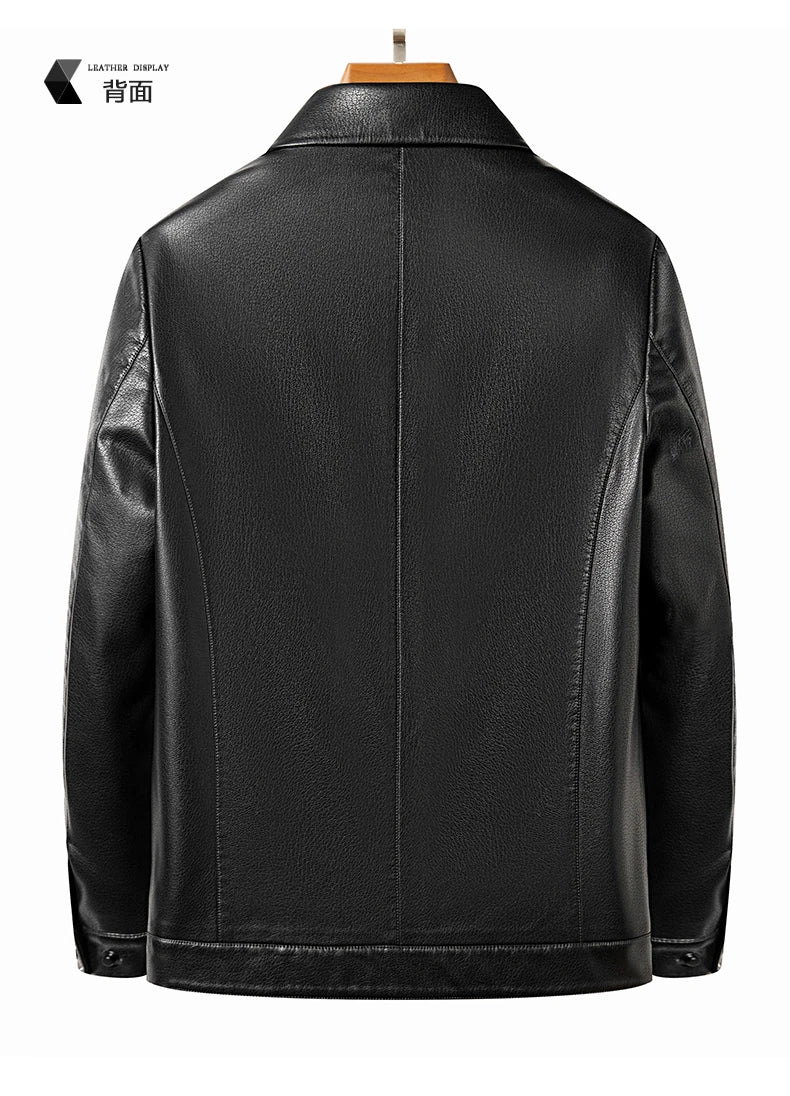 Spring and Autumn Men's Genuine Leather Polo Mock Neck Jacket Fashion