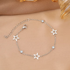 Stainless Steel Bracelets Crystal Zircon Hollow Star Pendant Korean Fashion Bracelet