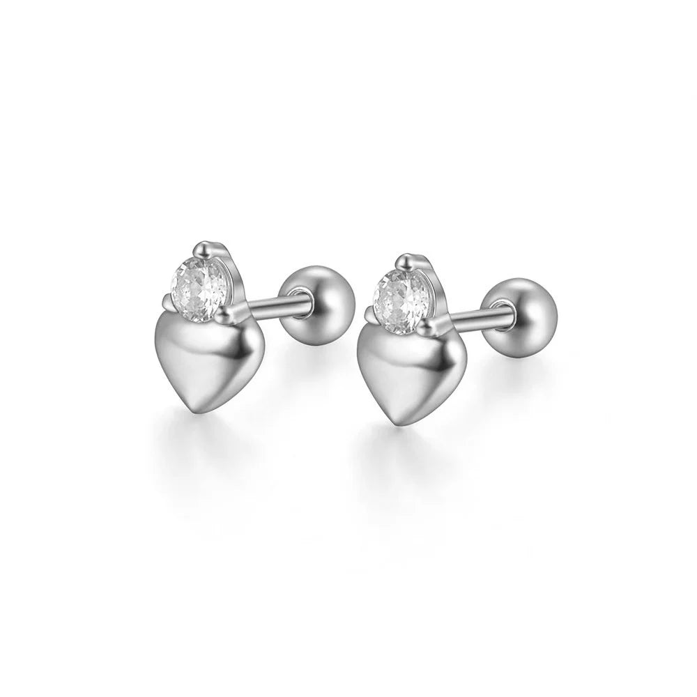 WANTME 925 Sterling Silver Fashion Love Butterfly Romantic Star Crown Screw Stud Earrings for Women Ear Bone Piercing Jewelry