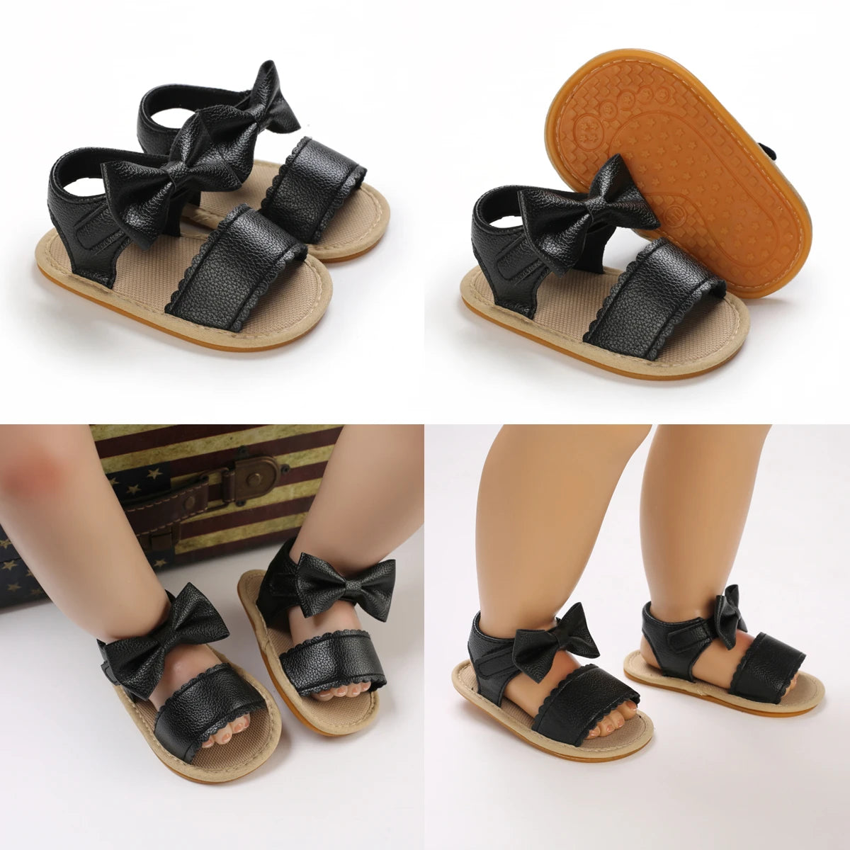 Girls Shoes Summer Cute Bow Sandals First Walker Comfortable Non-Slip