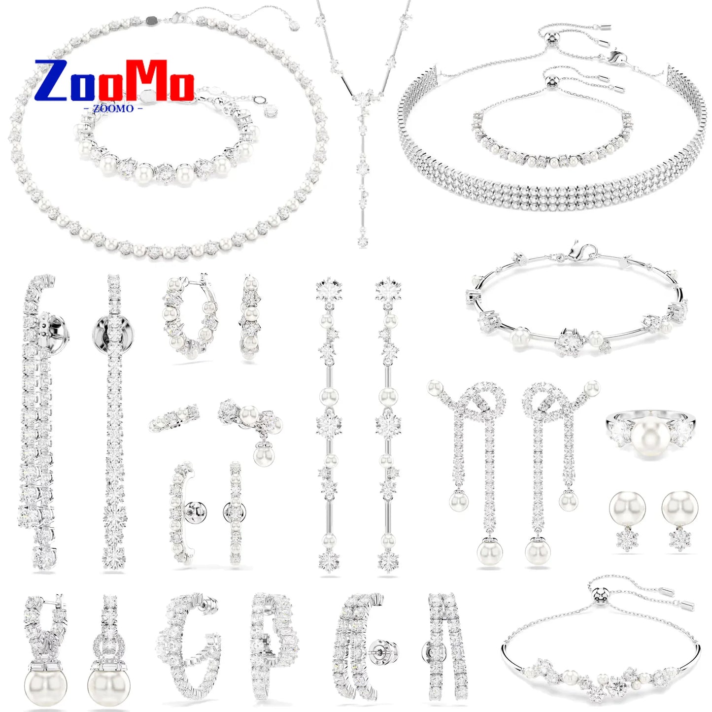 Original New Charms Pearl Necklace Earrings Bracelet Fine Jewelry Women Set Pearl Y Necklace for Women Romantic Gift