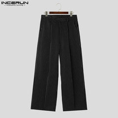 Korean Style Men Pantaloons Fashion High Waist Stripe Long Pants