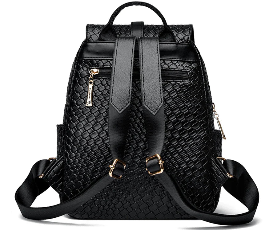 Luxury Women Leather Backpacks for Girls Sac A Dos Casual Daypack Black Vintage Backpack School Bags for Girls Mochila Rucksack