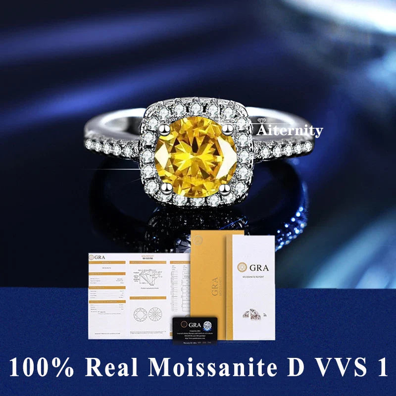 NEW 100% Real Moissanite Ring D VVS1 Pass Diamond Test Pen Adjustable Size S925 Sliver GRA Certificate Wedding Rings for Women