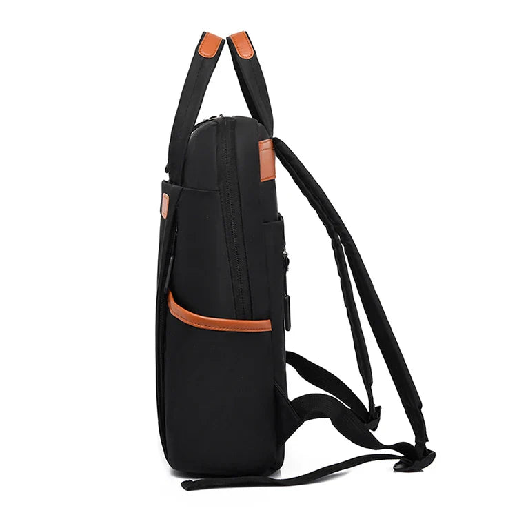 Laptop backpack with multiple pockets, adjustable shoulder straps, zipper closure, multi-purpose, school backpack
