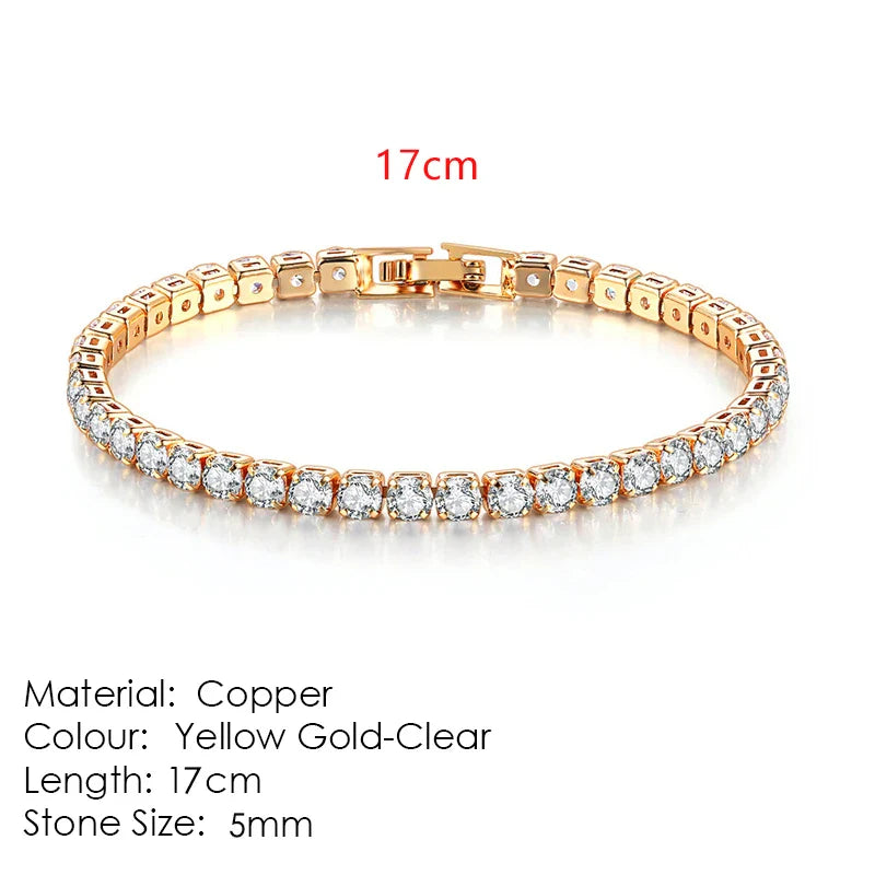 Fashion Multicolor Tennis Bracelet for Women 2.5/3/4/5mm Zirconia Charm Designer Tennis Chain Men Bracelet Wedding Jewelry KC128