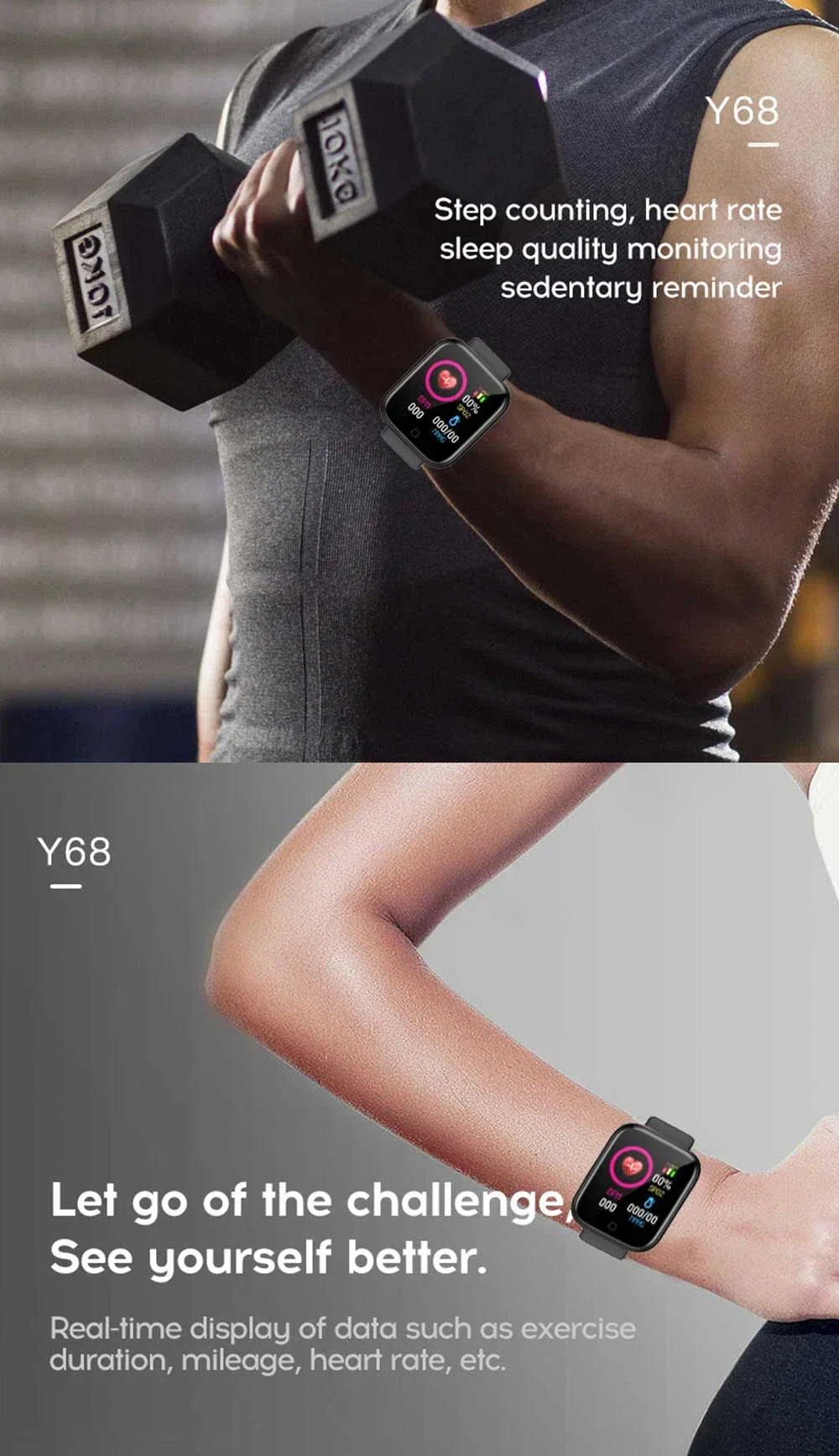 Y68 Smart Watch Color Screen Step Counting Multi Sports Mode Message Reminder Photography Music Remote Control Smart Band