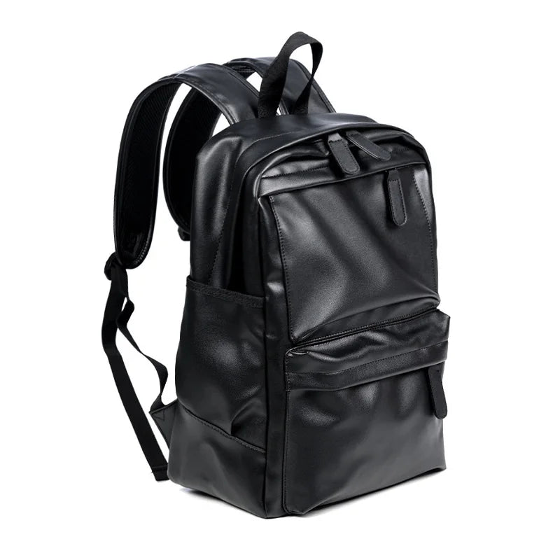 Men Backpack Pu Leather Fashion Waterproof Travel Bag Casual 14 inch laptop backpack