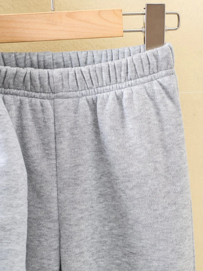 2set Autumn and winter new casual comfort sports style warm boys printed warm lining hoodie and tracksuit pants