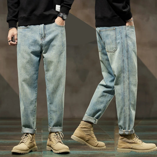 Jeans For Men Baggy Pants Loose Fit Retro Blue Harem Pants Vintage