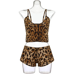 Leopard Bra Set Women Wireless Soft Lingerie Set Crop Top Panty 2 Piece