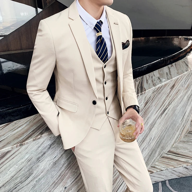 Tuxedo for Mens: Men Skinny 3 Pieces Set Formal Slim Fit Tuxedo Prom Suit