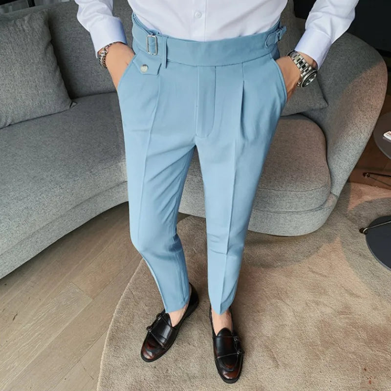 Slim Fit Business Suit Pants/Men's White Black Casual Trend Korean Fashion Straight