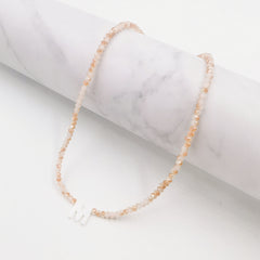 Fashion 26 Letter Shell Choker Necklaces For Women Shining Crystal Beads