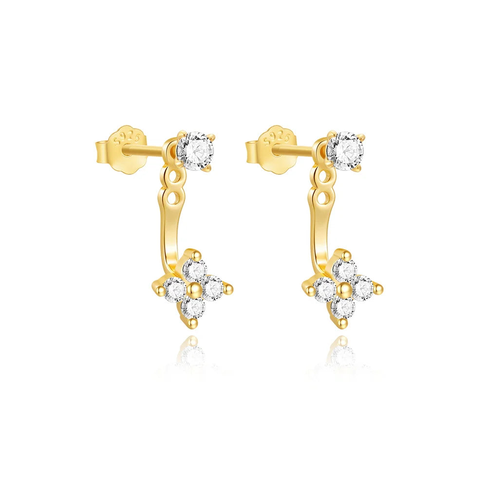 ROXI S925 Sterling Silver Petals Stud Earring Microinlaid Colorful Cubic Zirconia Chain Tassel Earrings For Women Dangle Earring