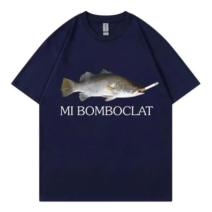 Funny Bomboclat Fish Meme T-shirt High Street Fashion Trend Y2k Short Sleeve T-shirts Women Harajuku Vintage Style T Shirts