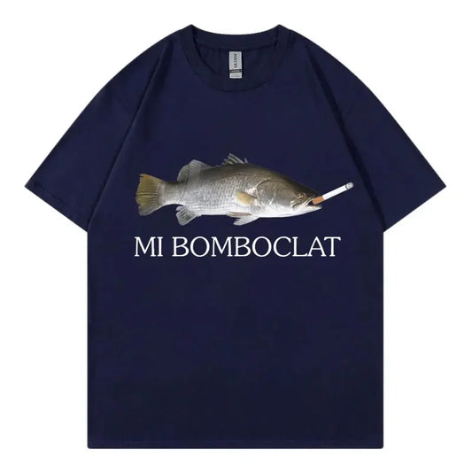 Funny Bomboclat Fish Meme T-shirt High Street Fashion Trend Y2k Short Sleeve T-shirts Women Harajuku Vintage Style T Shirts