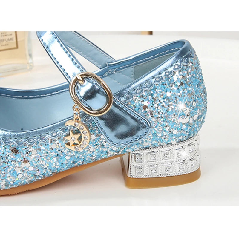 Shiny Frozen Princess Elsa Shoes for Girls High Heels Shoe Kids Baby Shoes
