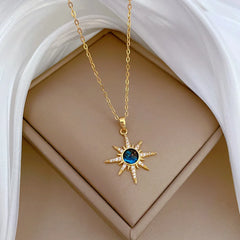 316L Stainless Steel Sun Pendant Necklace For Women Exquisite and Fashionable Planet