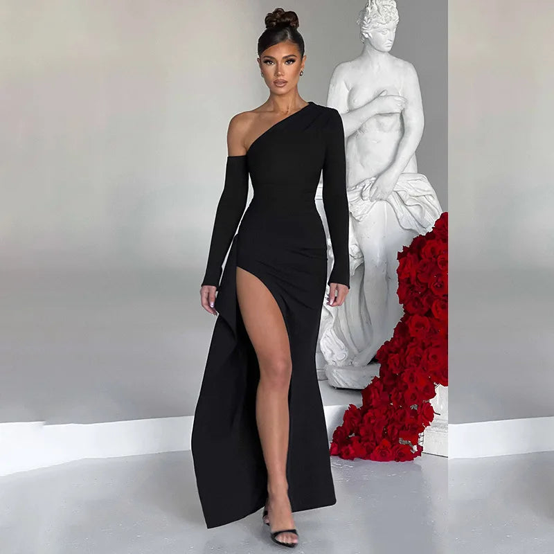 Evening wear Dresses: off Shoulder High Slit Evening Dress Elegant