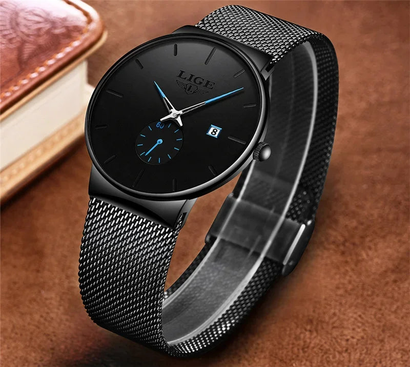 LIGE Ultra Thin Fashion Casual Ladies Watches Elegant Luxury Waterproof Business Quartz Watch for Women Gift Auto Calendar Clock