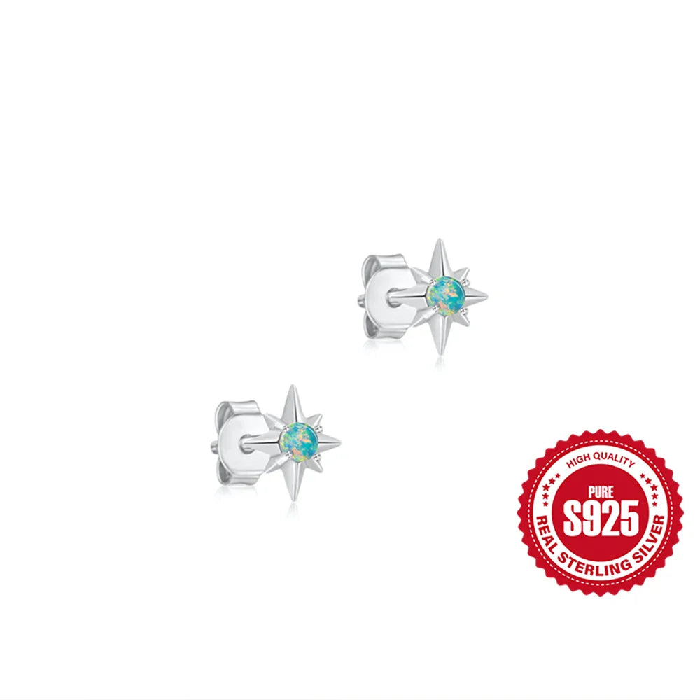 ROXI 925 Sterling Silver White Zircon Opal Earrings For Women Girl Wedding Engagement Jewelry Delicate Ear Buckle jewelry