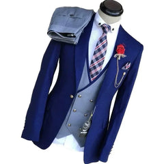 Business Suits for Men Wedding Groom Notch Lapel Double Breasted Vest Men