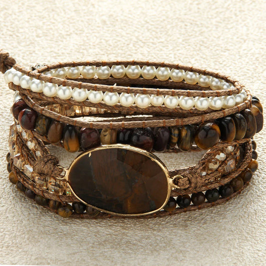 RH Fashion Handma Bohemian Jewelry Accessory Mixed Natural Stones Charm 5 Strands Wrap Bracelets Gift DropShipping