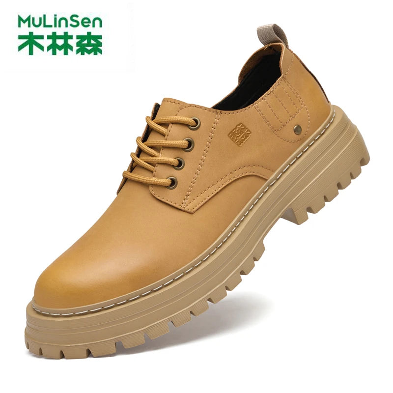 2025 Summer New Shallow Ankle Boots for Men, Retro Baguette Top Layer Cowhide Genuine Leather Handmade Men's Leather Shoes