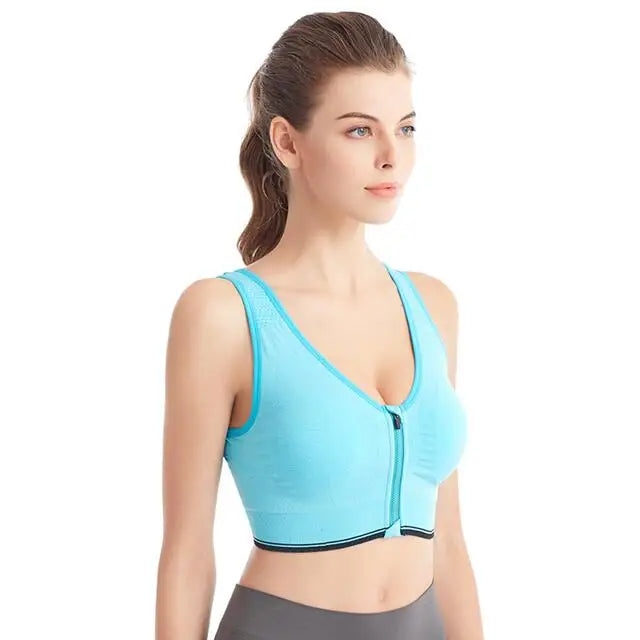 Running Fitness Sports Bra Front Zipper Women's Underwear Shockproof