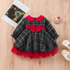 Girls Red Dress Kid Toddler Girl Plaid Bow Tulle Tutu Party