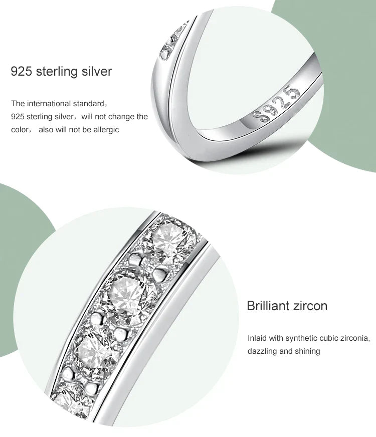 Ailmay 100% 925 Sterling Silver Classic Simple AAAAA Level Dazzling Zirconia Finger Rings For Women Wedding Statement Jewelry