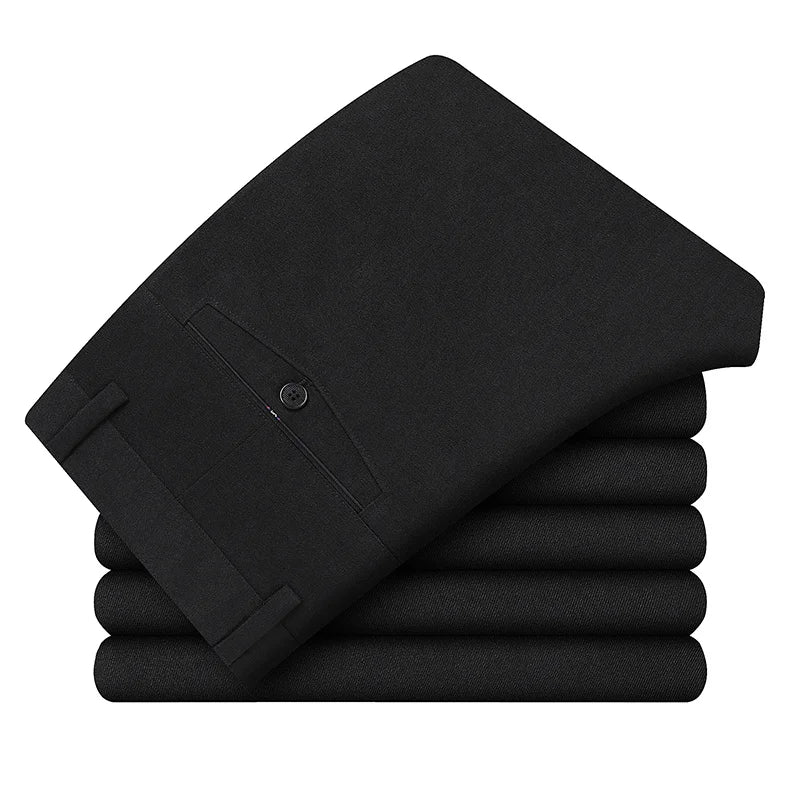 Loose Straight Business Suit Pants Classic Style Comfortable Stretch Cotton Formal