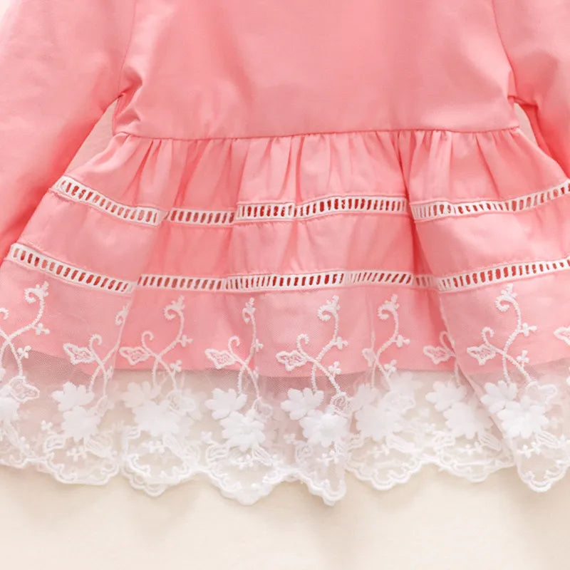 Girls' autumn and winter windbreaker coat, children's doll collar and hem, large lace spring and autumn clothes