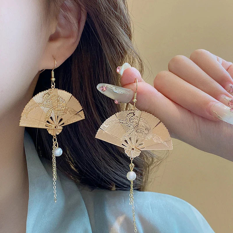 Neo-chinese Style Bamboo Joint Flower Earrings Imitation Pearl Fringe Earring New National Tide Personality  Earrings for Women