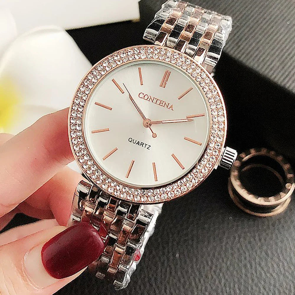 Women's Watches Luxury Stainless Steel Rhinestone Women Quartz Wristwatches Fashion Top Brand Ladies Bracelet zegarek damski