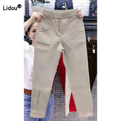 Fashion Simplicity Elastic High Waist Denim Harem Pants