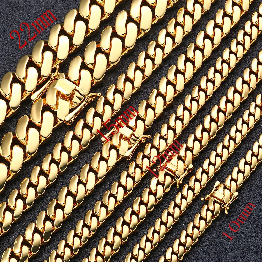 Men's 22mm Cuban Link Bracelet Hip Hop Heavy Brass Miami Cuban Link Chain Chunky Bracelet Jewelry For Boy Gift Drop Shipping