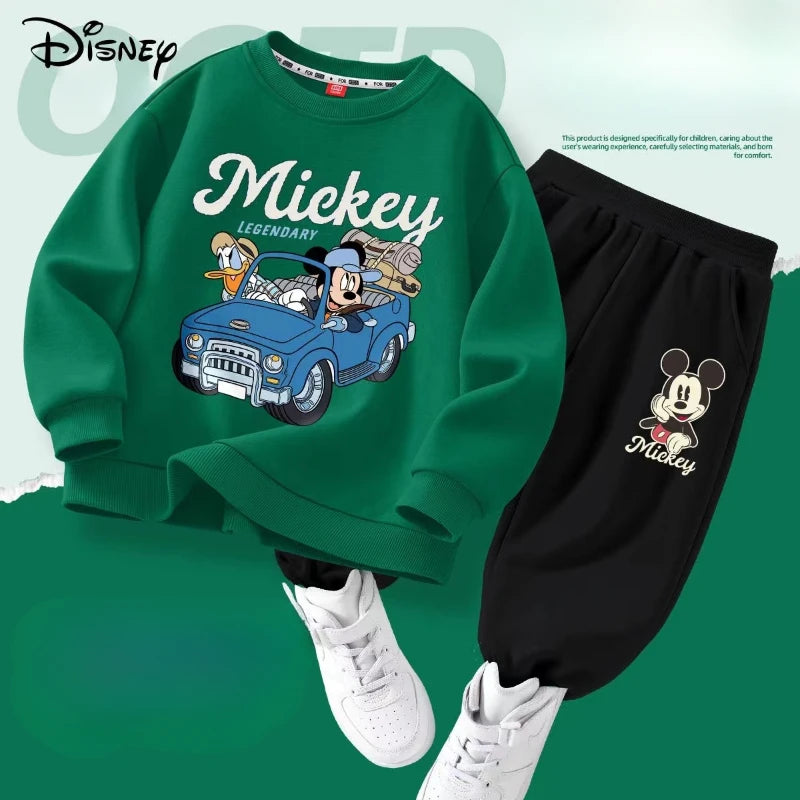 Autumn Baby Girl Boy Clothes Set Children Disney Mickey Printing Sweatshirt Top and Pants Bottom 2 Piece Suit Cotton Tracksuit