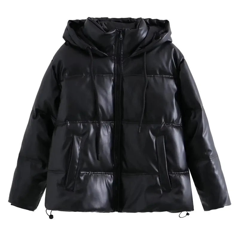 Winter Women's Cold Coat Winter Jackets for Women Warm Leather PU Parkas