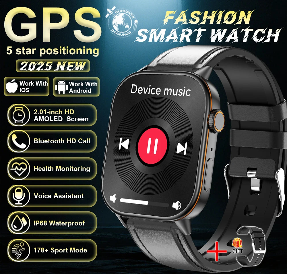 2025 Military GPS Smart Watch Men Flashlight Compass Waterproof Outdoor Sports Tracker Bluetooth Call Smartwatch For Android IOS