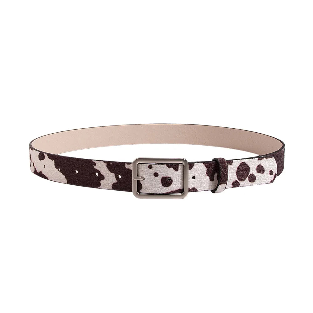 Japanese Style Square Buckle Women Belt with Shine Rhinestone PU Leather Gothic Waist Belts Leopard Punk Waistband