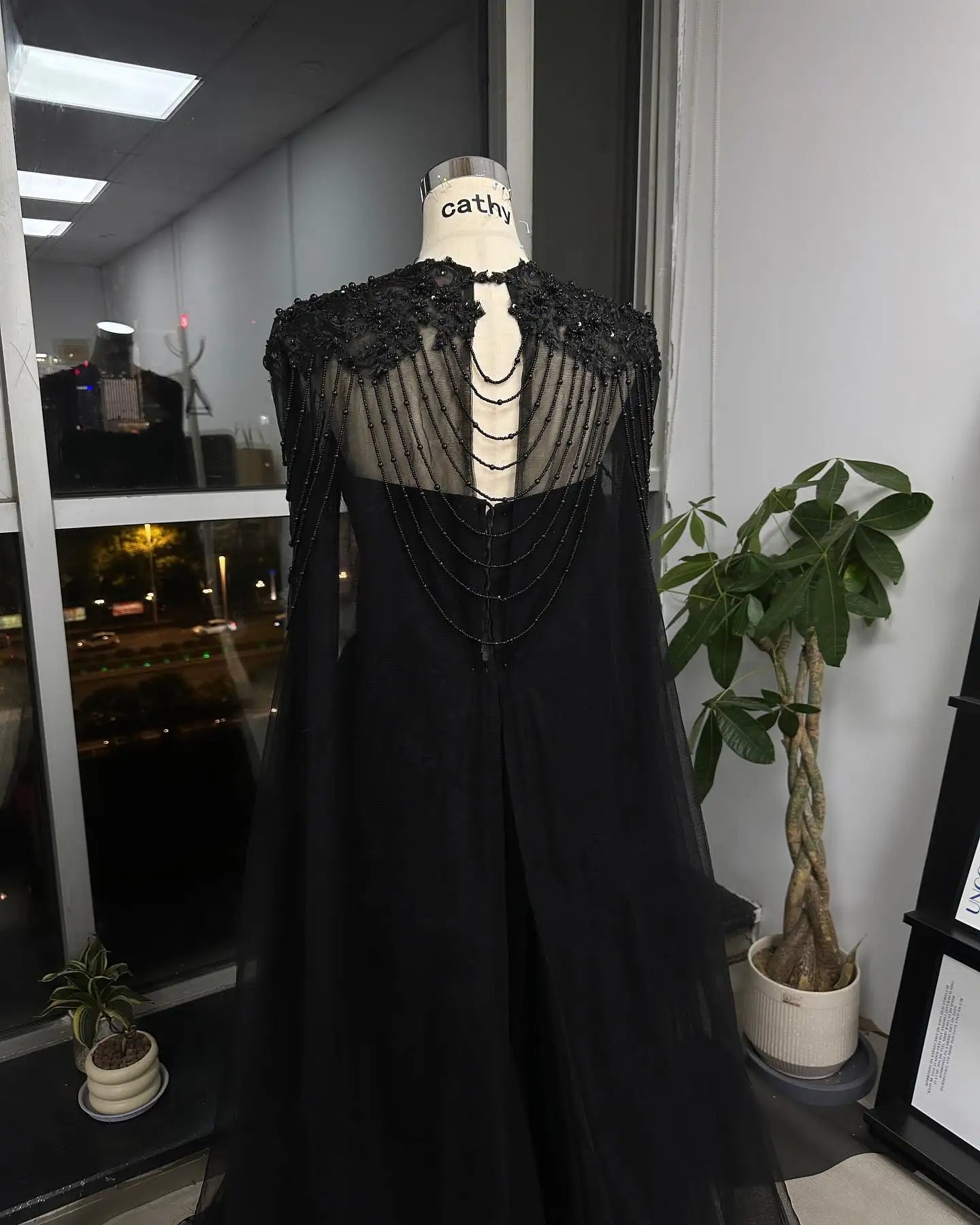 Homecoming Dresses: Black Beaded Glitter A-line Wedding Dress Elegant Detachable