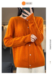 Wool Cardigan Womens Clothing O-neck Sweater Mujer Long Sleeve Tops Knitwears