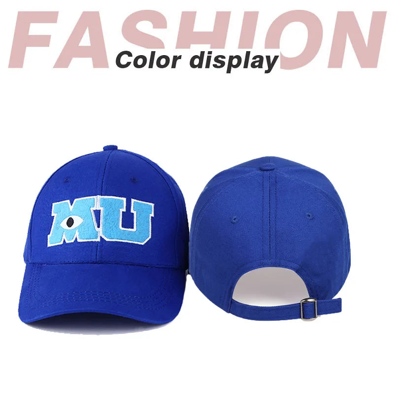 Fashion Men Baseball Cap Monsters University MU Letters Embroidery Caps Blue Hat Sun Hats Snapback Hats