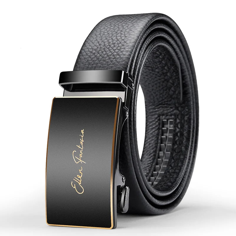 Genuine Cow Leather Automatic Belt For Men Formal Automatic Buckle Belt Genuine Leather Mens business Strap