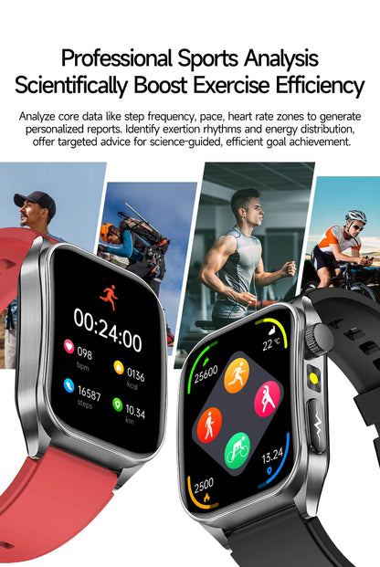 2025 New Blood Pressure 650nm Laser Therapy Diagnosis Smartwatches Men Women Clock Uric Acid Lipid  Heart rate Smart Watch IOS