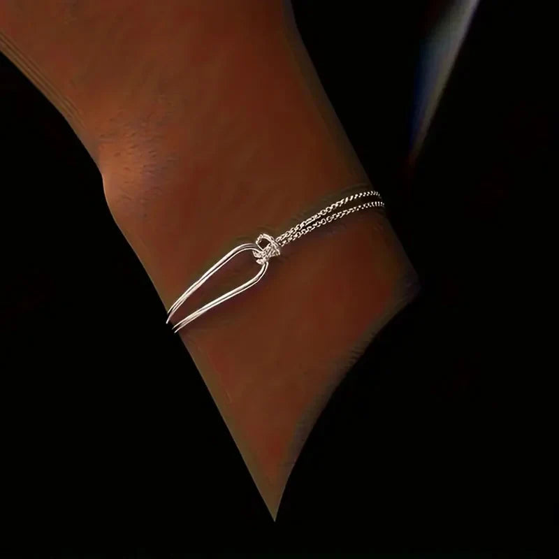 New S925 Silver Minimalist Geometric Collage Bracelet Women's Jewelry Exquisite and Elegant for Birthday and Christmas Gifts
